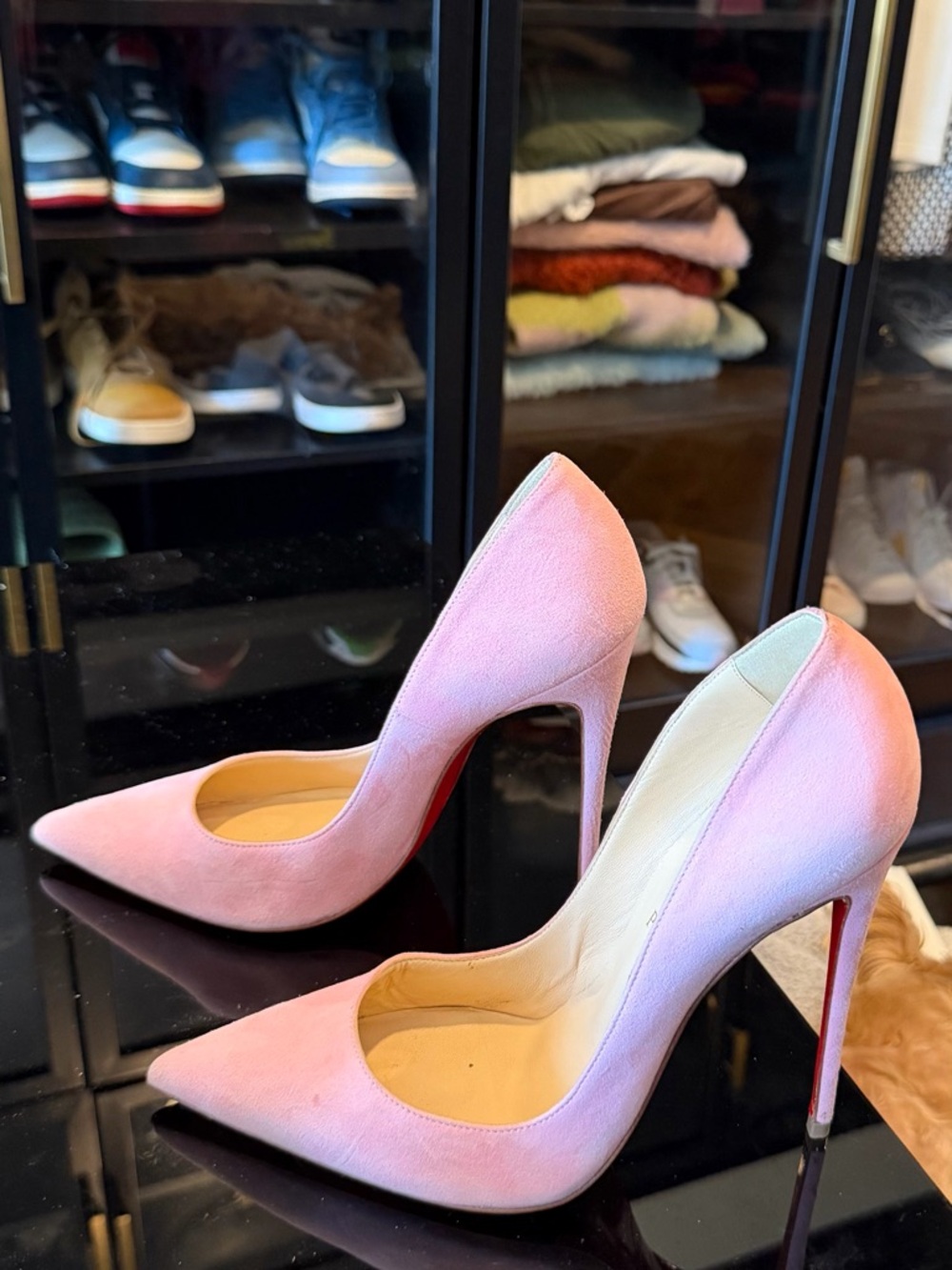 Pink Suede Pointed-Toe Stiletto Pumps